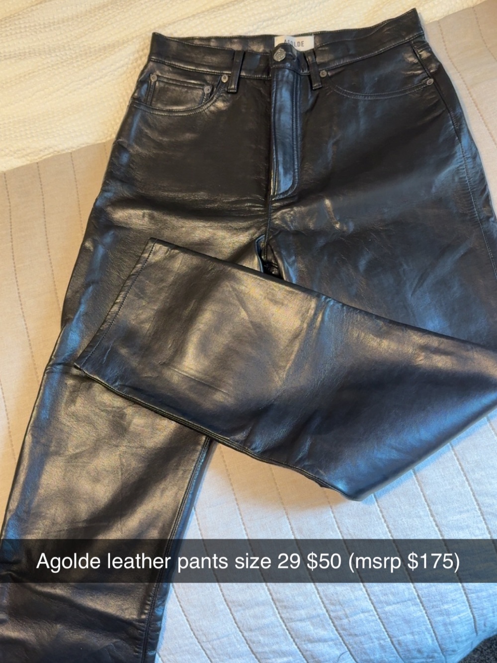 Agolde Leather Pants - size 29